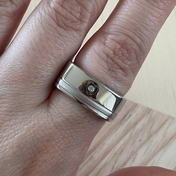 Vintage Hot Diamonds Square Shaped Silver Ring with Diamond - Picture 3 of 7